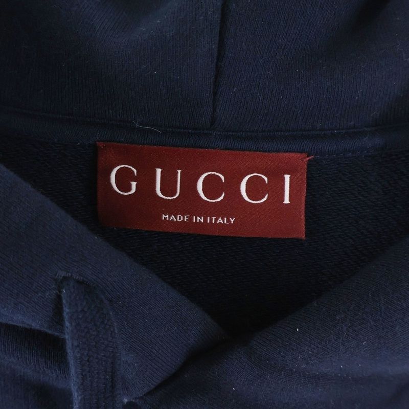 Gucci Logo Embroidery Pullover Hoodie Navy