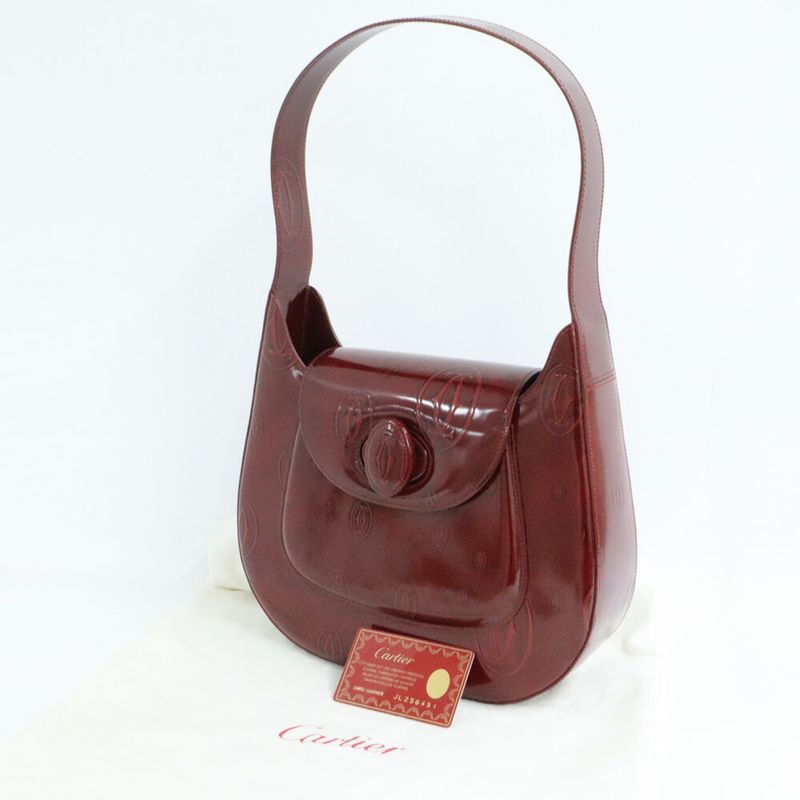 Cartier Happy Birthday Shoulder Bag Gold Patent Leather