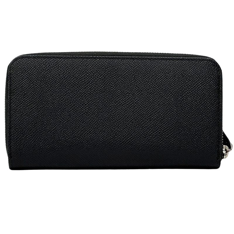 Bvlgari Wallet Leather Black Blue Zip Around Simple