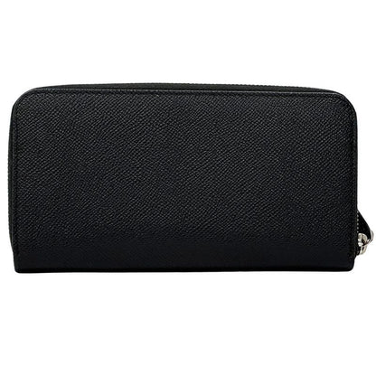 Bvlgari Wallet Leather Black Blue Zip Around Simple
