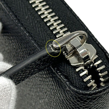 Bvlgari Wallet Leather Black Blue Zip Around Simple