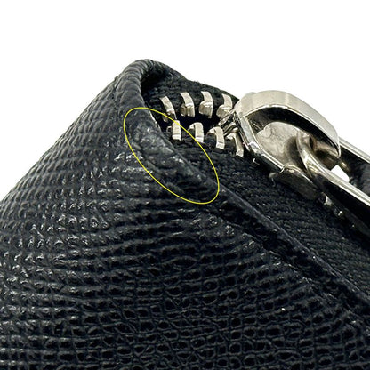 Bvlgari Wallet Leather Black Blue Zip Around Simple