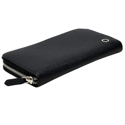 Bvlgari Wallet Leather Black Blue Zip Around Simple