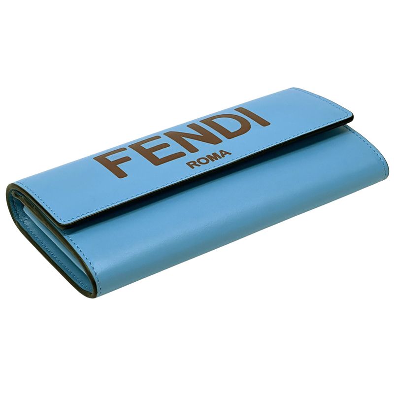 Fendi Wallet Leather Blue Light Flap