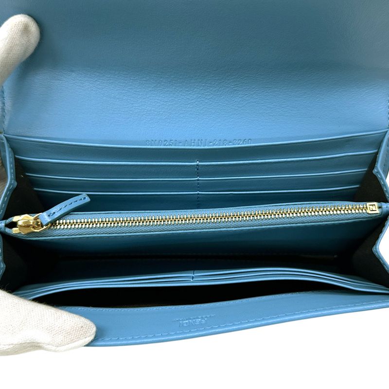 Fendi Wallet Leather Blue Light Flap