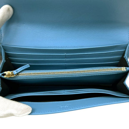 Fendi Wallet Leather Blue Light Flap