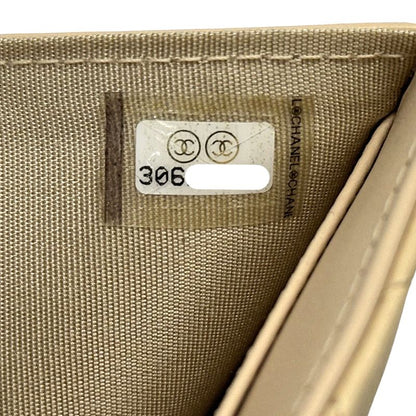Chanel Wallet 19 Bifold Lambskin Beige Gold CC Logo Quilted Trifold Compact