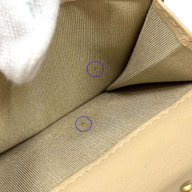 Chanel Wallet 19 Bifold Lambskin Beige Gold CC Logo Quilted Trifold Compact