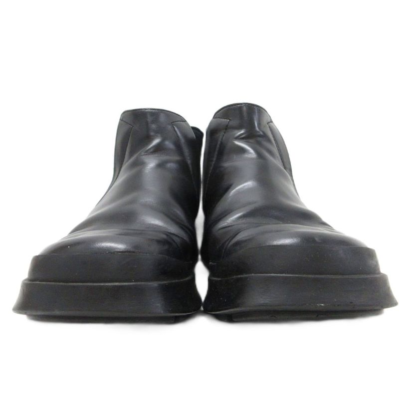 Prada Side Gore Boots Square Toe Thick Sole Leather 5.5 24.5 cm Black