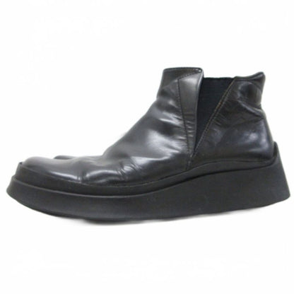 Prada Side Gore Boots Square Toe Thick Sole Leather 5.5 24.5 cm Black