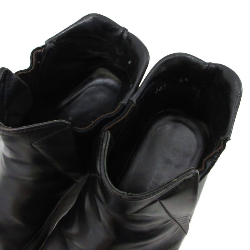 Prada Side Gore Boots Square Toe Thick Sole Leather 5.5 24.5 cm Black