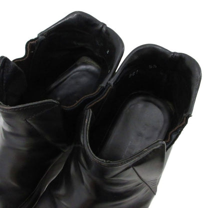 Prada Side Gore Boots Square Toe Thick Sole Leather 5.5 24.5 cm Black