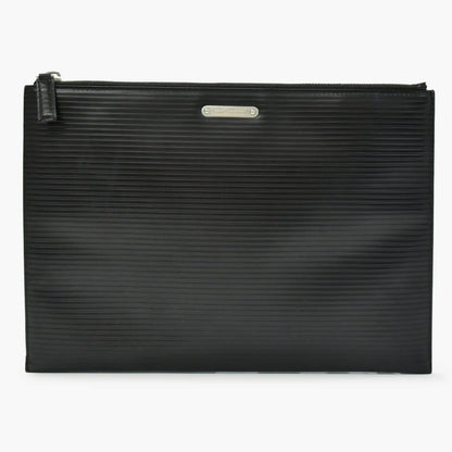 Saint Laurent Clutch Leather Black Silver