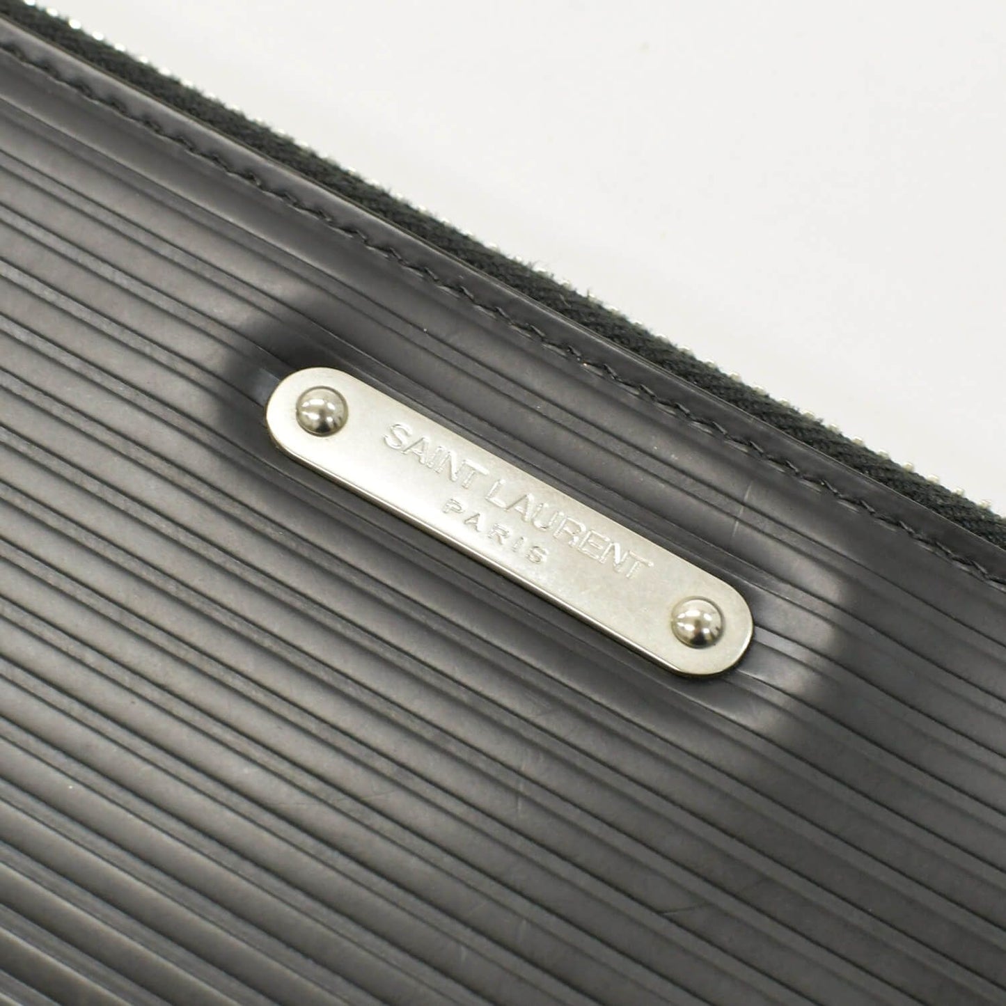 Saint Laurent Clutch Leather Black Silver — view 3