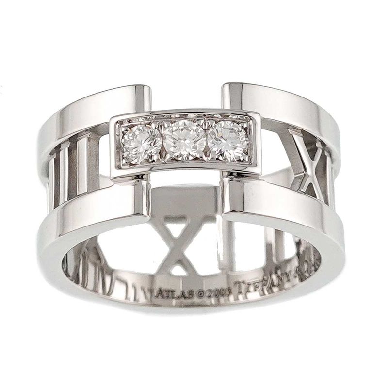 Tiffany & Co Atlas . Ring Diamond 18k WG White Gold 750