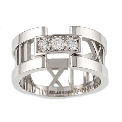 Tiffany & Co Atlas . Ring Diamond 18k WG White Gold 750