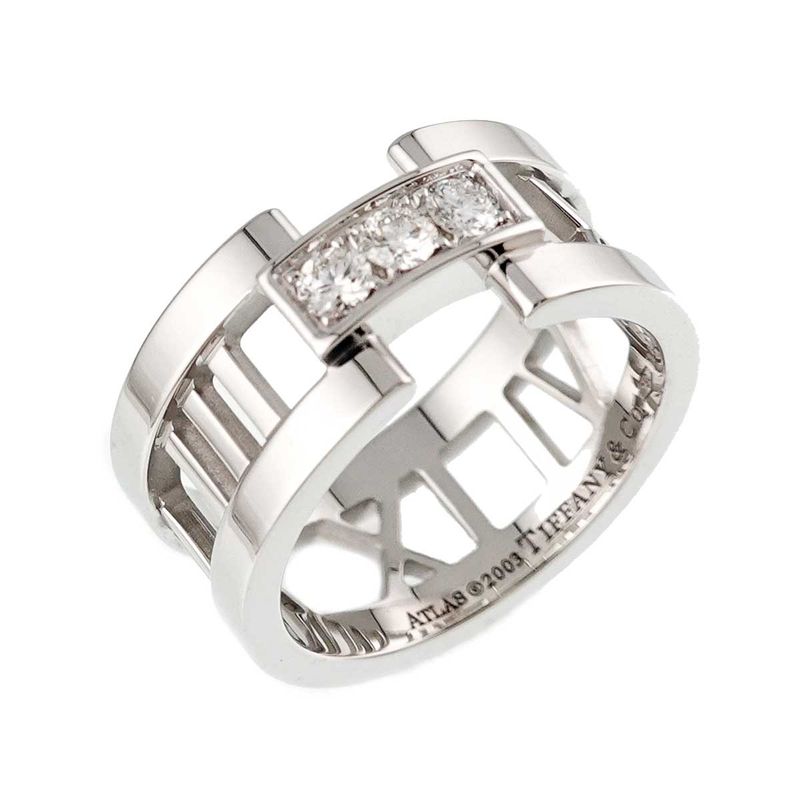 Tiffany & Co Atlas . Ring Diamond 18k WG White Gold 750