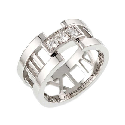 Tiffany & Co Atlas . Ring Diamond 18k WG White Gold 750