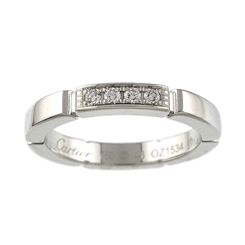 Cartier Maillon Panthere Ring 46 Diamond 18k WG White Gold 750