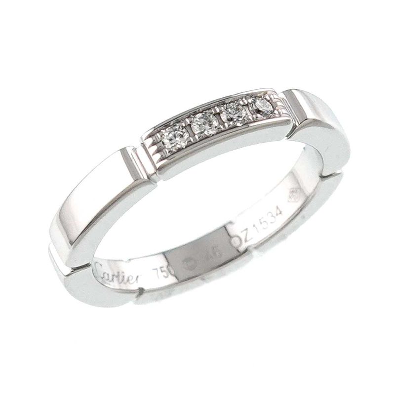Cartier Maillon Panthere Ring 46 Diamond 18k WG White Gold 750