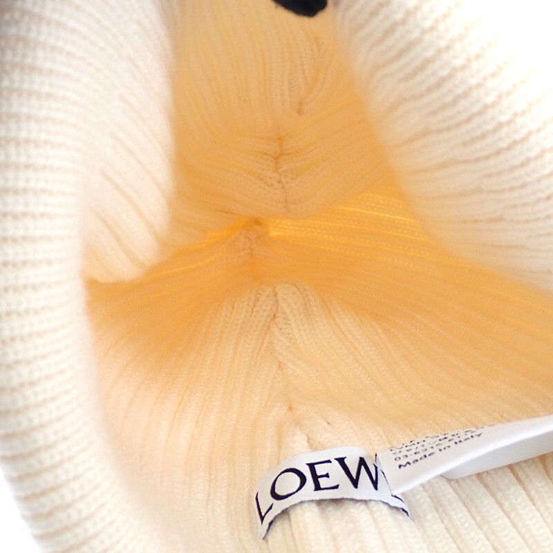 Loewe Beanie Knit Cap Hat Wool Ivory White Going Out Travel