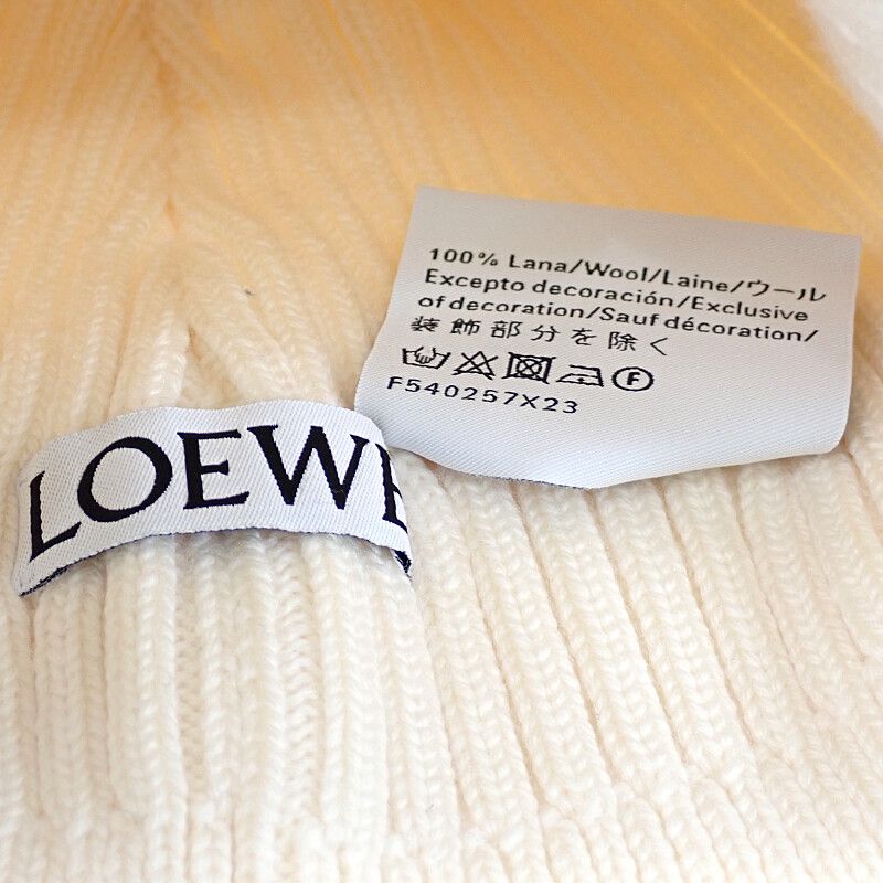 Loewe Beanie Knit Cap Hat Wool Ivory White Going Out Travel