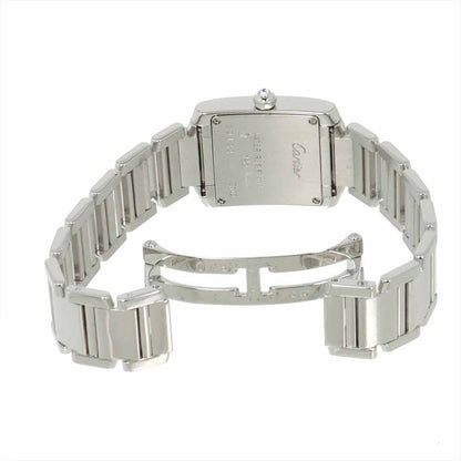 Cartier Tank Francaise SM Watch Diamond Bezel 18k White Gold Quartz