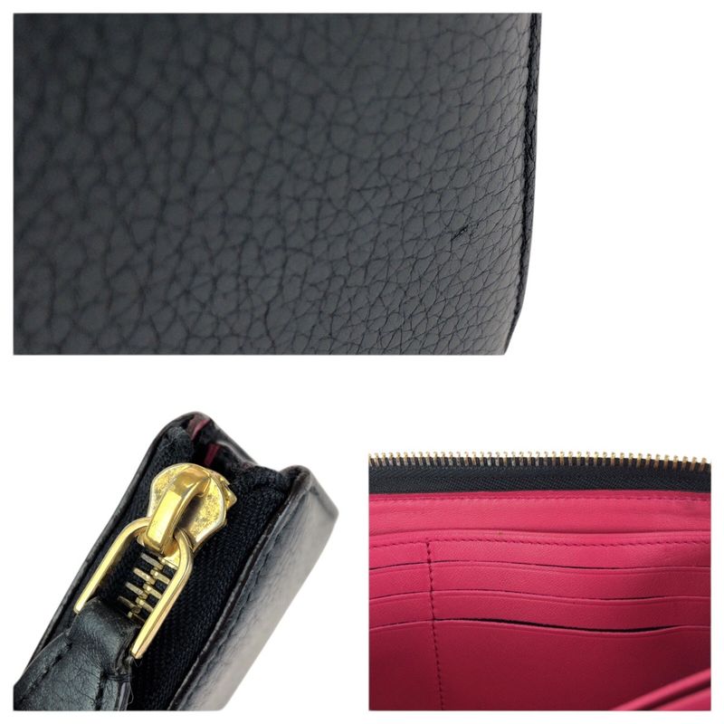 Louis Vuitton Taurillon Portefeuille Comet Black Gold Leather Zip Around Wallet