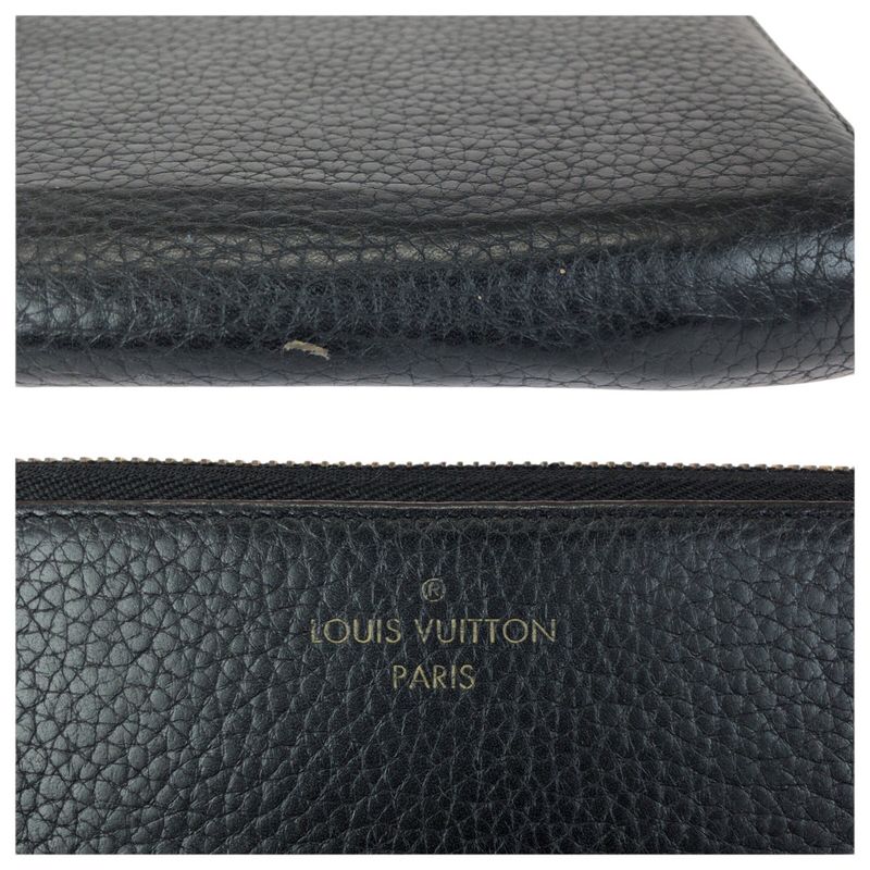 Louis Vuitton Taurillon Portefeuille Comet Black Gold Leather Zip Around Wallet