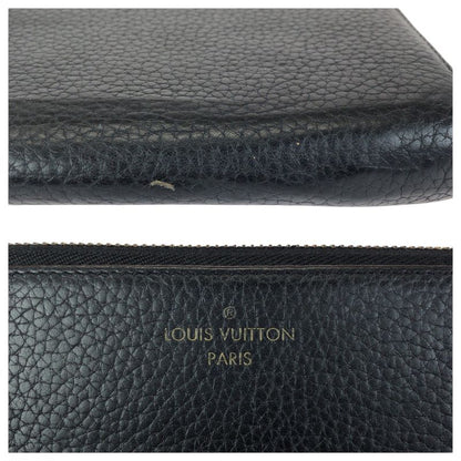 Louis Vuitton Taurillon Portefeuille Comet Black Gold Leather Zip Around Wallet