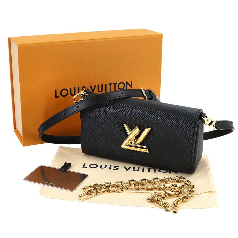 Louis Vuitton Epi Pochette Twist Waist Chain Shoulder Bag Leather Black
