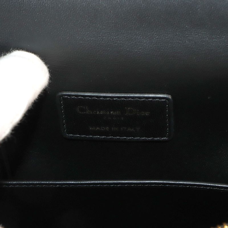 Dior Saint Honore Macro Cannage 2-Way Hand Bag Leather Black