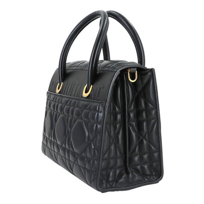 Dior Saint Honore Macro Cannage 2-Way Hand Bag Leather Black