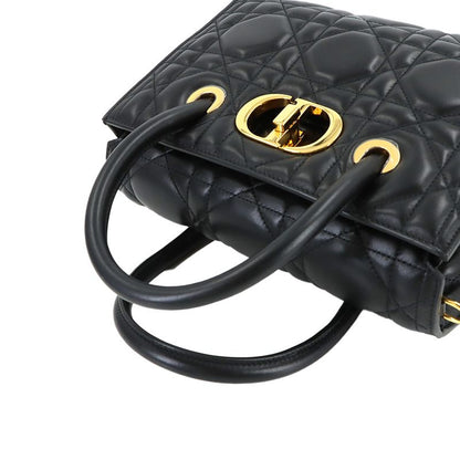 Dior Saint Honore Macro Cannage 2-Way Hand Bag Leather Black