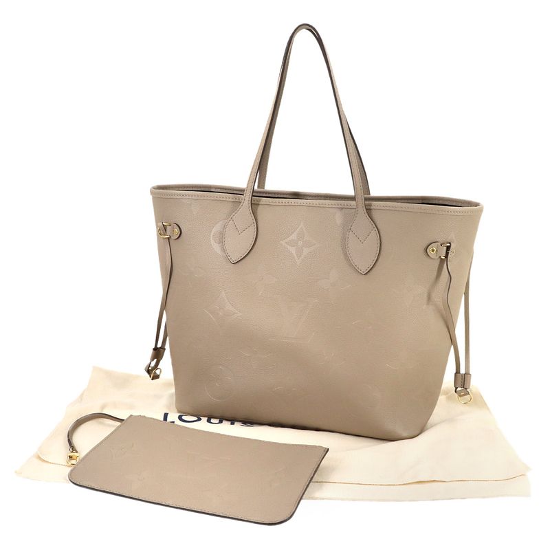 Louis Vuitton Monogram Empreinte Neverfull MM Tote Tourterelle