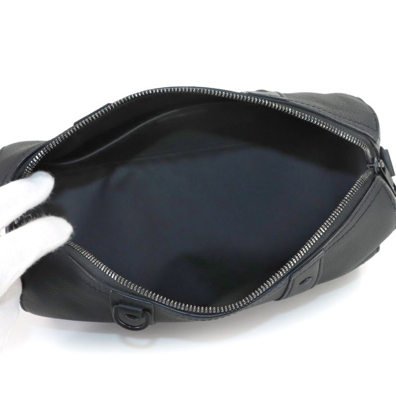 Louis Vuitton City Keepall Shoulder Bag Aerogram Leather Black