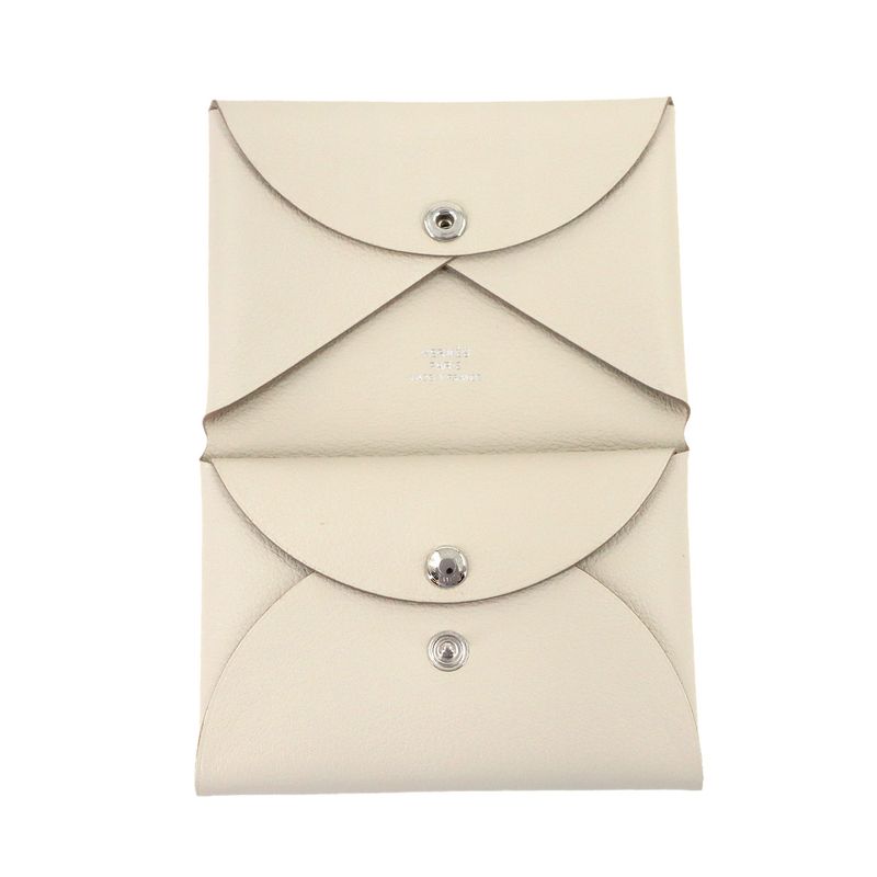 Hermes Calvi Duo Card Case Business Holder Evercolor Beton