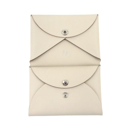 Hermes Calvi Duo Card Case Business Holder Evercolor Beton