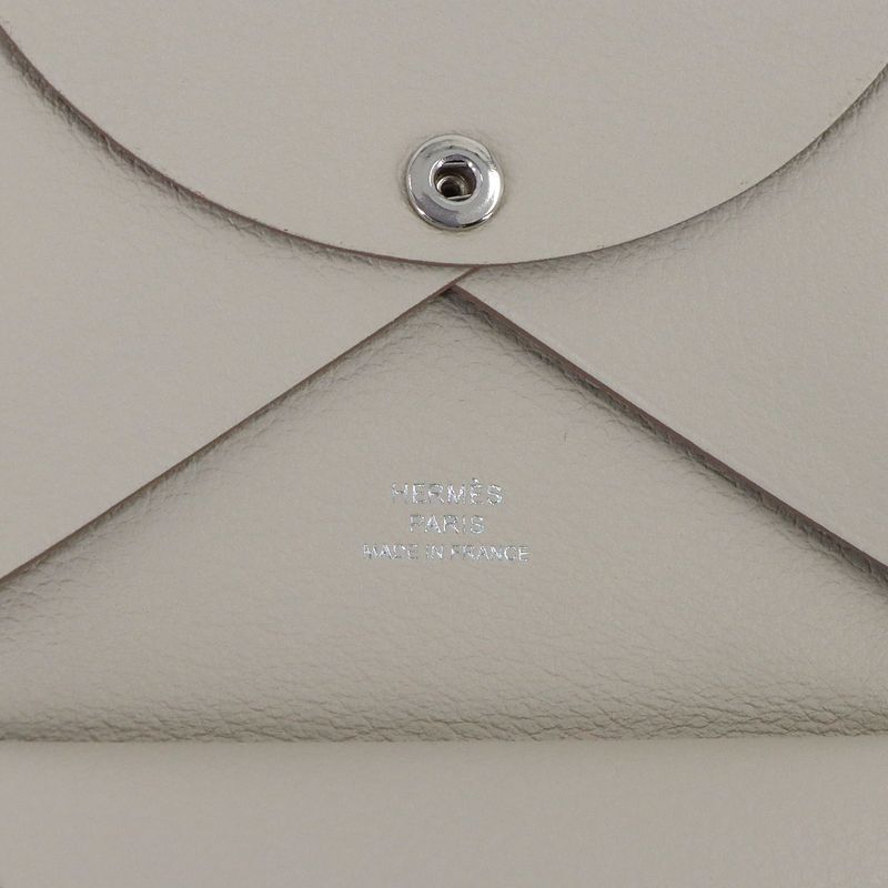 Hermes Calvi Duo Card Case Business Holder Evercolor Beton