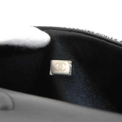 Chanel Quilted Chain Shoulder Bag Tweed Sequin Black Gray