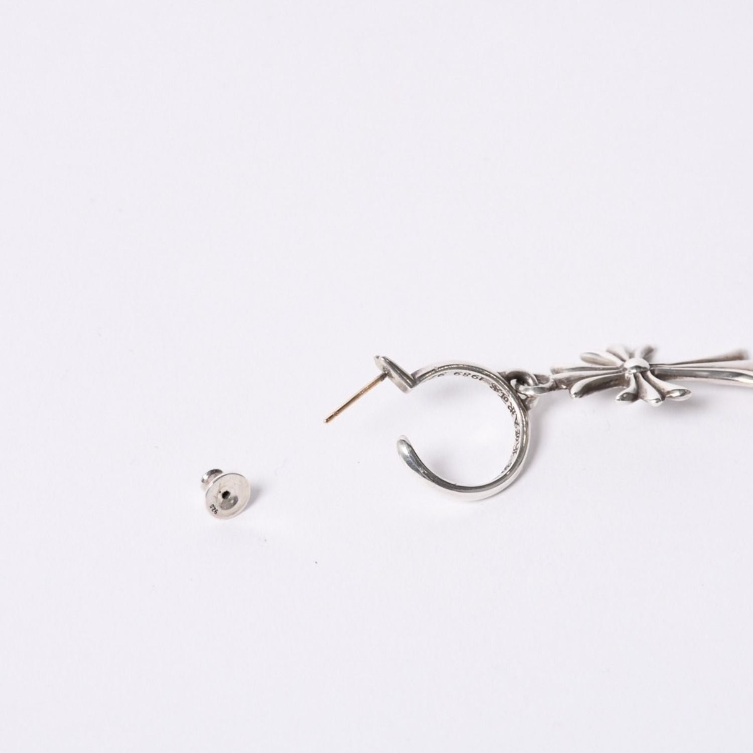 Chrome Hearts 1 Ball Tiny CH Cross Charm Single Earrings 5.2 925 Sterling — view 7