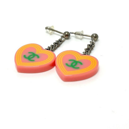 Chanel Earrings CC Logo Plastic Pink