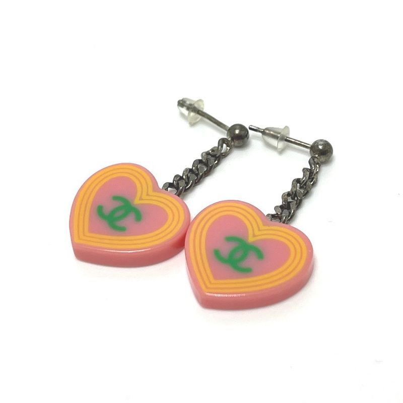 Chanel Earrings CC Logo Plastic Pink