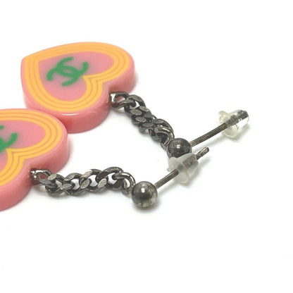 Chanel Earrings CC Logo Plastic Pink
