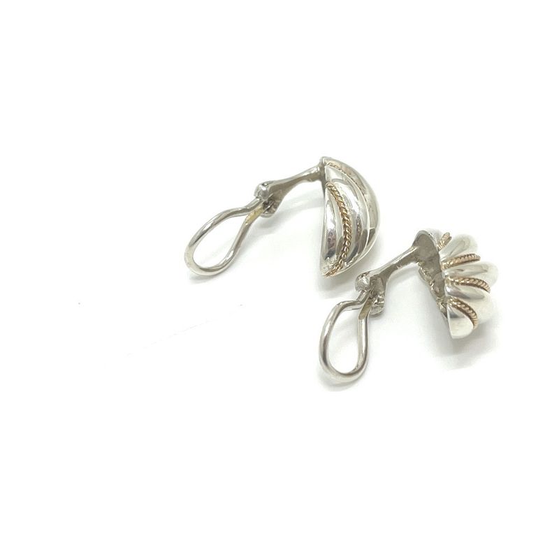 Tiffany & Co Earrings Twist Loop Dome Silver Gold