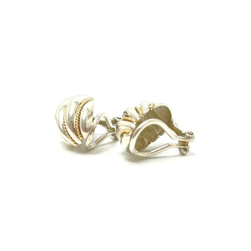 Tiffany & Co Earrings Twist Loop Dome Silver Gold
