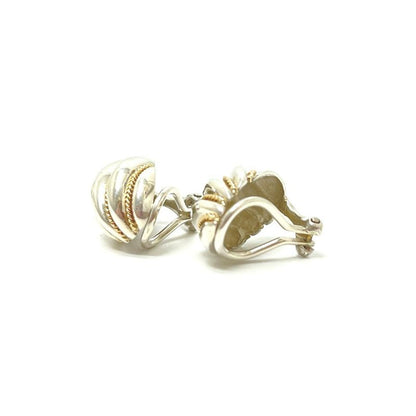 Tiffany & Co Earrings Twist Loop Dome Silver Gold