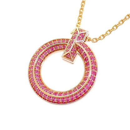 Tiffany & Co T One Mini Circle Pendant Necklace 18k Rose Gold Pink Saffiano