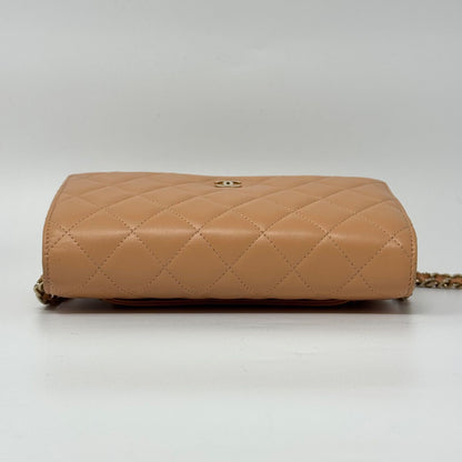 Chanel Large Shoulder Bag Lambskin Quilted CC Logo Gold Chain with Shield — view 5