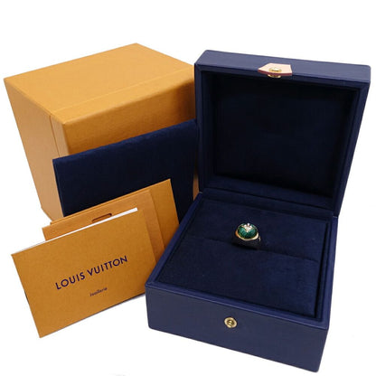 Louis Vuitton Signet Ring 55 18k Yellow Gold Malachite Diamond